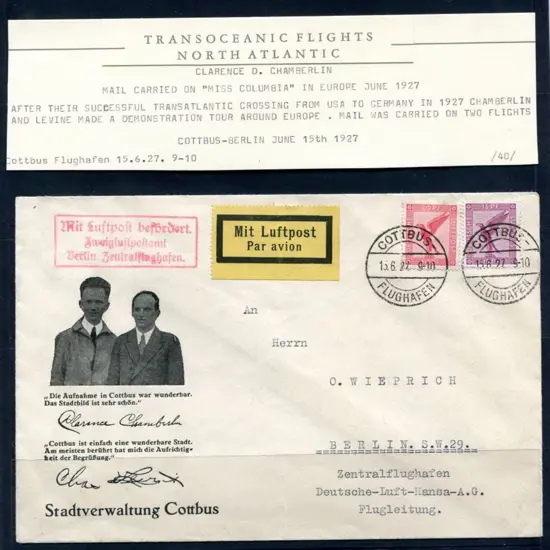 Germany 1927 (15th June) Cottbus to Berlin carried ...