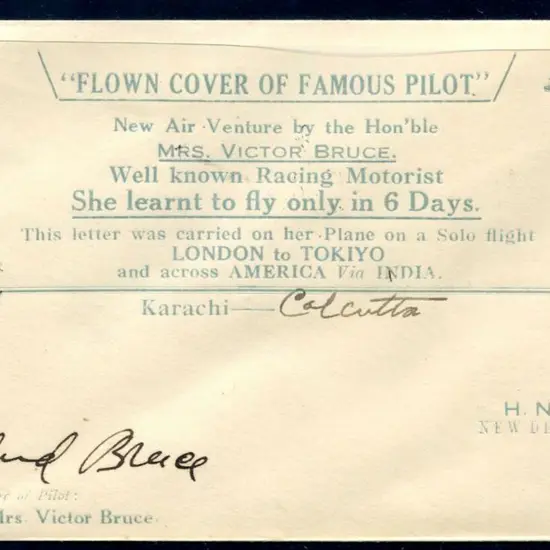India 1930 (30th Oct) Karachi to Calcutta "New Air ...