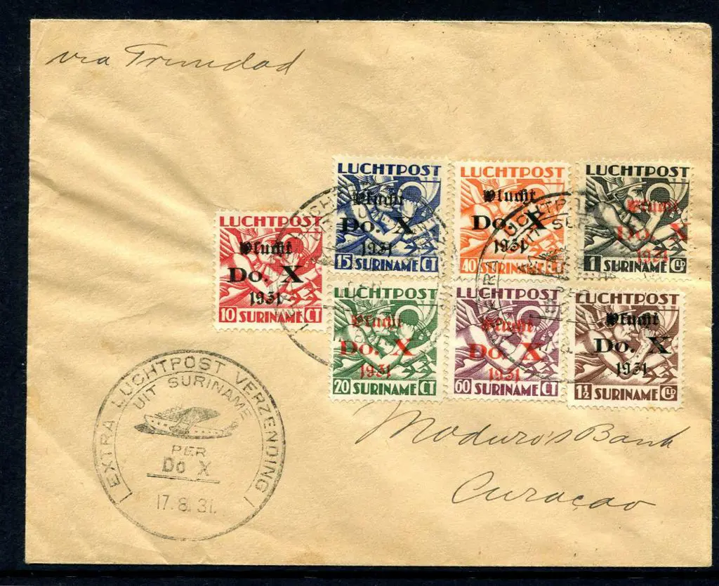 Netherlands 1931 (17th Aug) Suriname to Curacao ... Image 1++