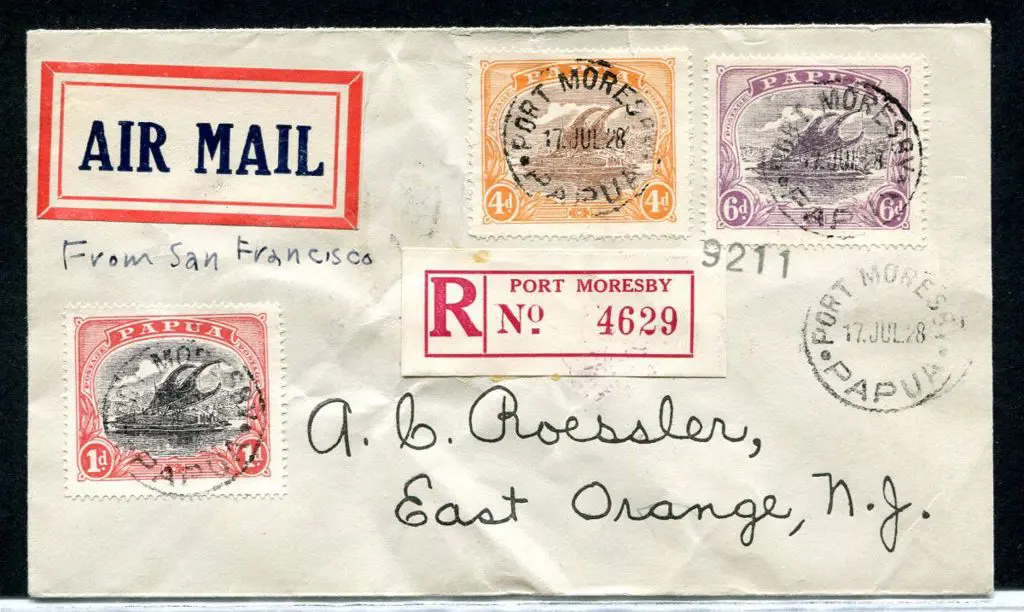 PNG 1928 (17th July) Port Moresby to USA Roessler ... Image 1++