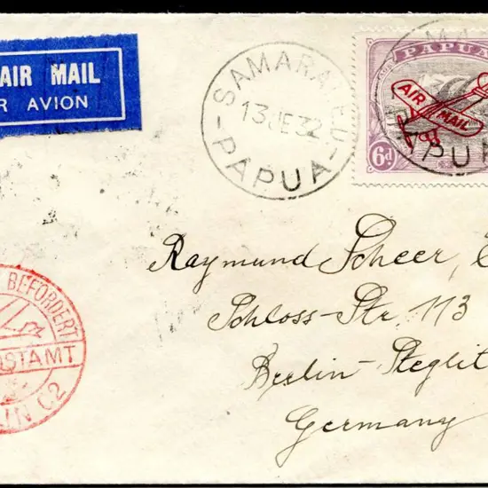 PNG 1932 (13th June) Samarai to Berlin, Germany ...