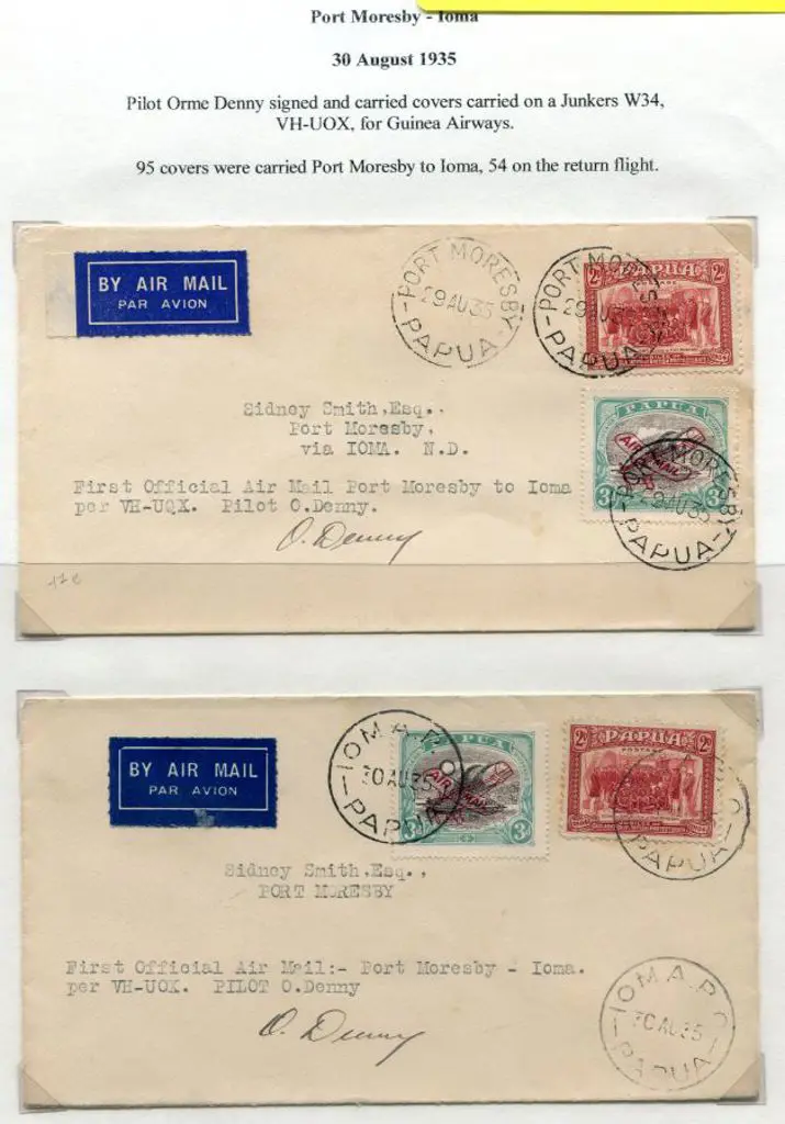 PNG 1935 (30th Aug) Port Moresby to Ioma & return ... Image 1++