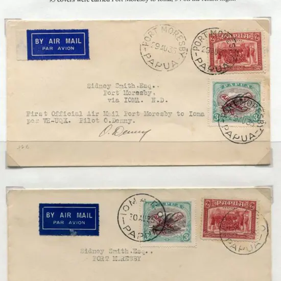 PNG 1935 (30th Aug) Port Moresby to Ioma & return ...