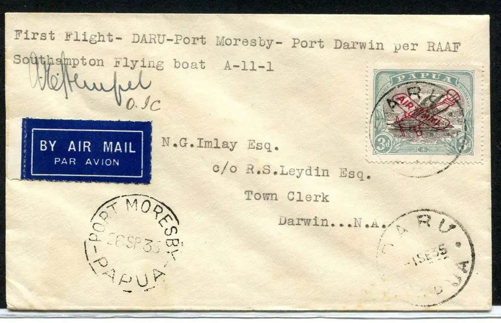 PNG 1935 (1st Sept) Daru to Port Moresby to Darwin ... Image 1++