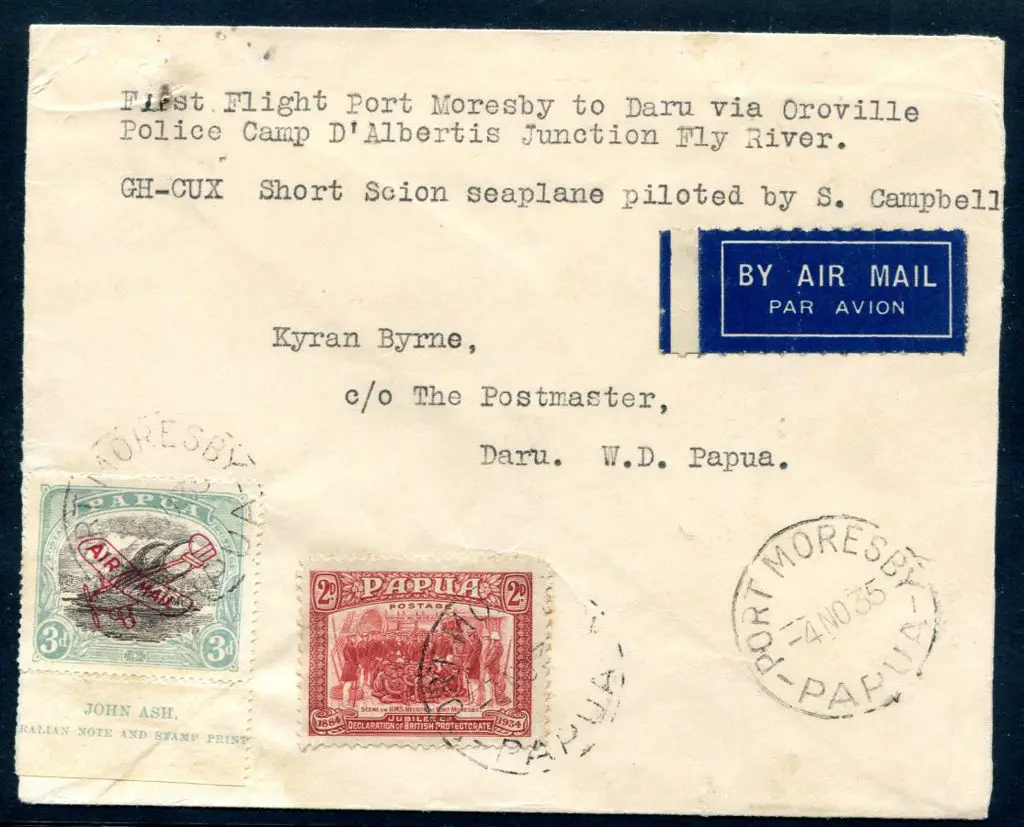 PNG 1935 (27th Nov) "First Flight Port Moresby to ... Image 1++