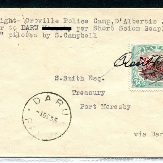 PNG 1935 (27th Nov) Oroville Police Camp via Daru ...