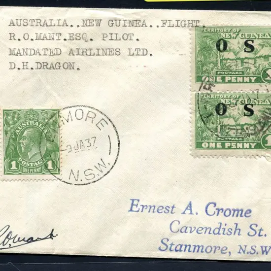 PNG 1937 (10th Jan) Sydney to Salamaua cover ...