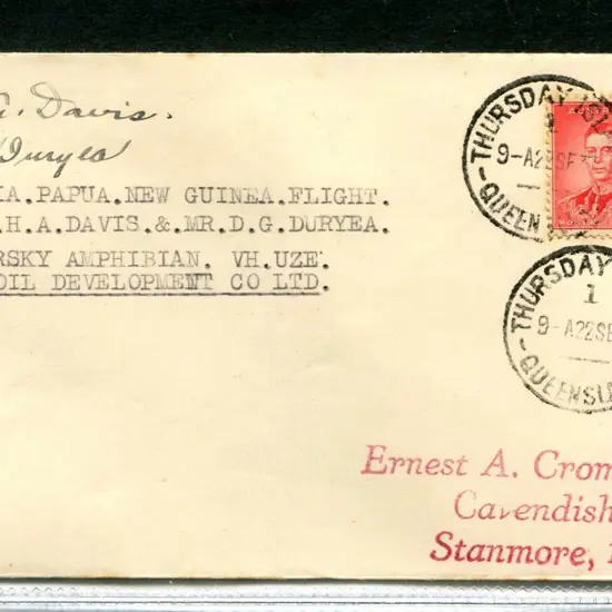 PNG 1937 (22nd Sept) Sydney to Thursday Is with 2d ...