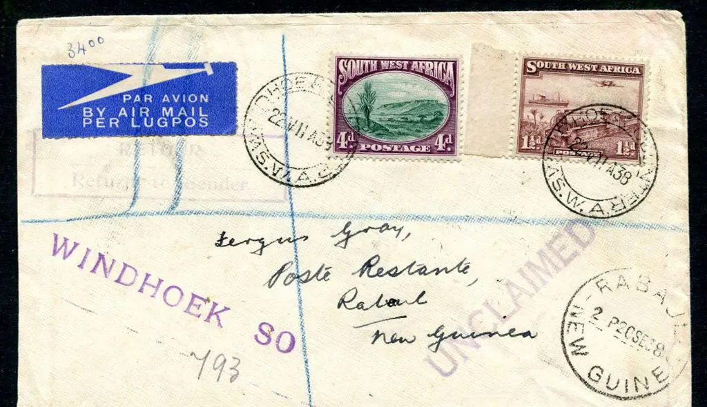 PNG 1938 (22nd July) Rabaul inwards Airmail cover ... Image 1++