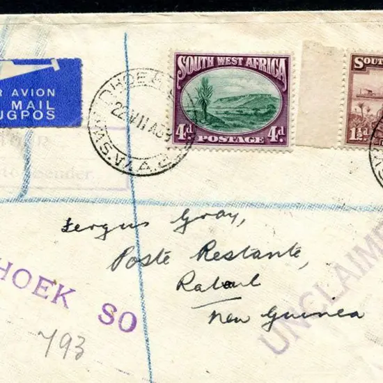 PNG 1938 (22nd July) Rabaul inwards Airmail cover ...