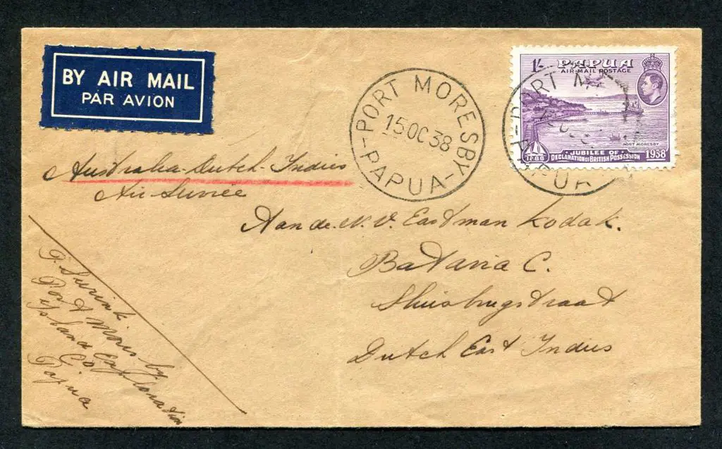 PNG 1938 (15th Oct) Port Moresby by airmail to ... Image 1++