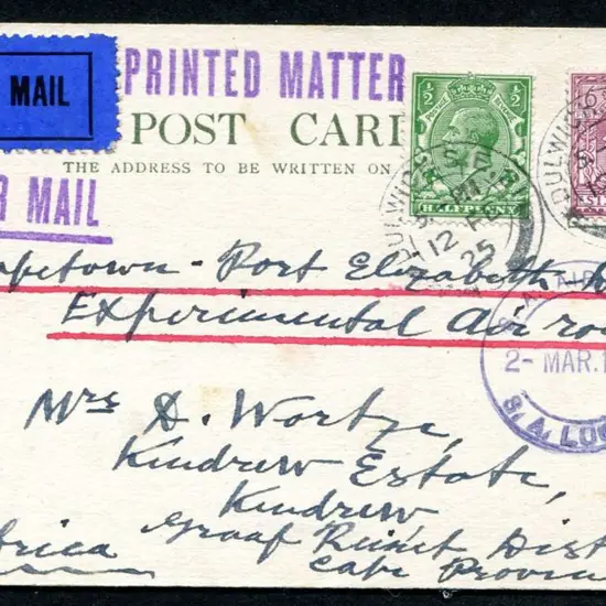 South Africa 1925 (2nd Mar) Capetown to Durban ...