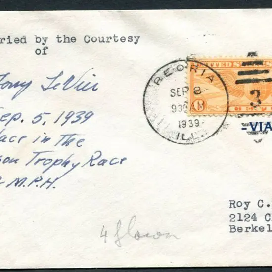 USA 1939 (8th Sept) Peoria, Illinois to Berkeley, ...