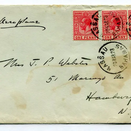 1923 (20th Mar) Nassau, Bahamas to New York by ...