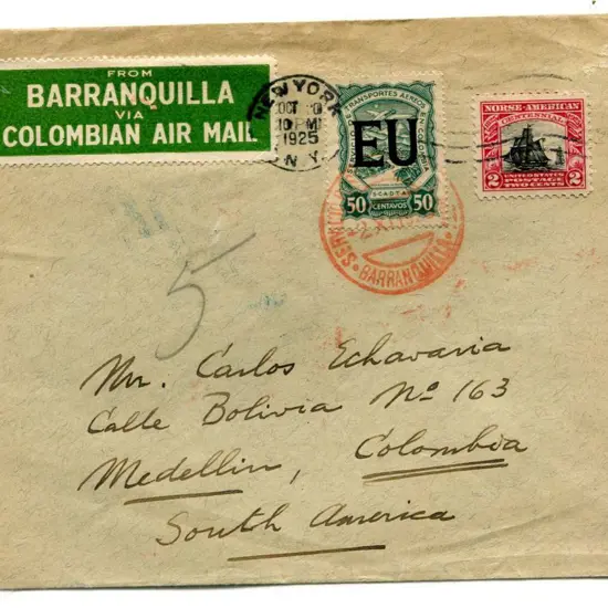 1925 (20th Oct) New York to Barranquilla, Colombia ...