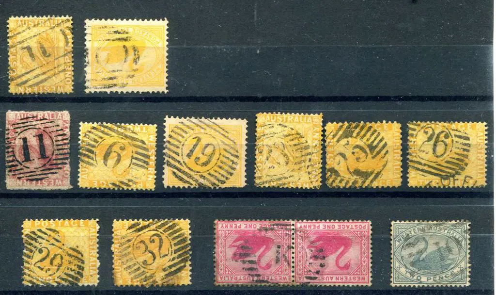 Postmarks with 6 bar grid No.11, 9 bar 10 on 2 ... Image 1++