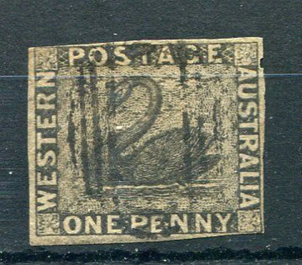 1854 1d black swan fine used with 4 just touching ... Image 1++