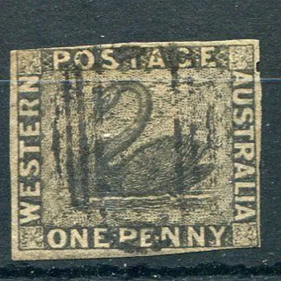 1854 1d black swan fine used with 4 just touching ...