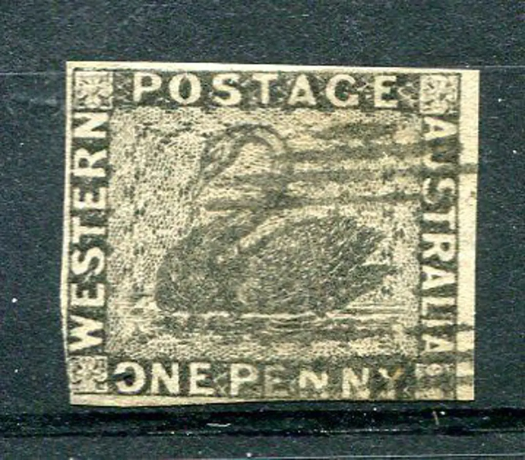 1854 1d black swan fine used. Large to touching ... Image 1++