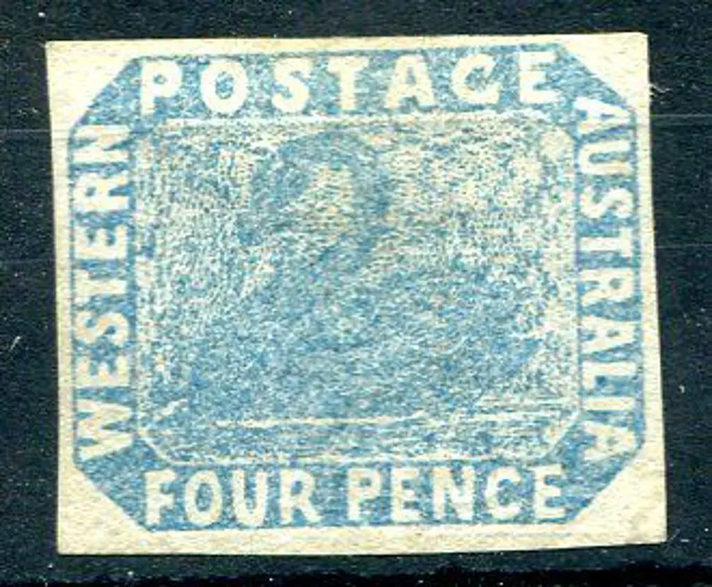 1854 4d blue with 4 clear margins. Unused, no gum. ... Image 1++