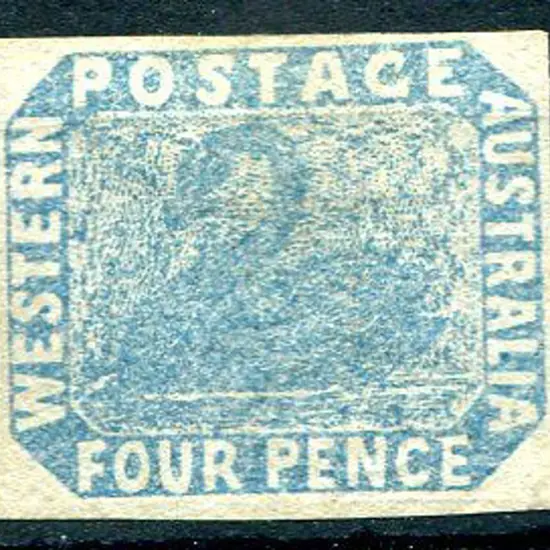 1854 4d blue with 4 clear margins. Unused, no gum. ...