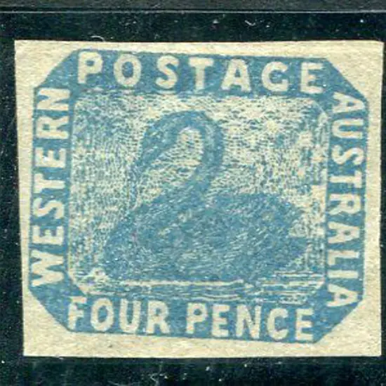 1854/55 4d pale blue showing "tilted lower border" ...