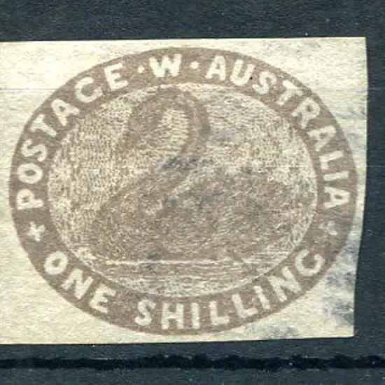 1855 1/- grey-brown with clear margins but margin ...