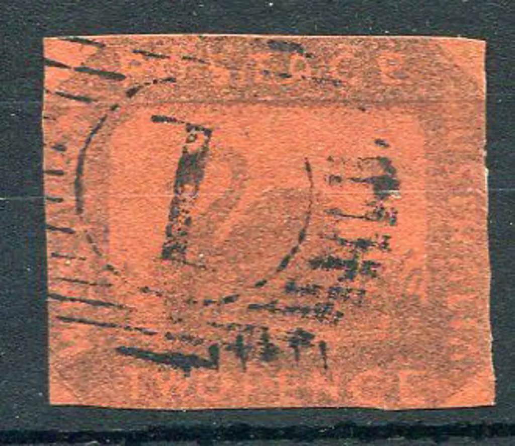 1857 6d brown black on red Hillman with close to ... Image 1++