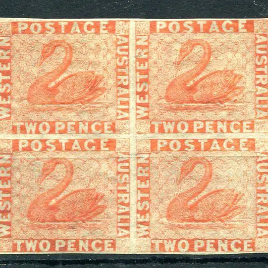 1860 2d orange-vermilion block of 4 with close to ...