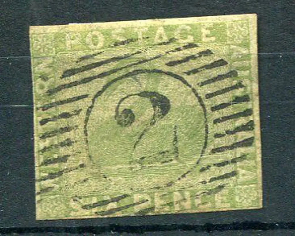 1861 6d sage-green. F/U with close to touching ... Image 1++