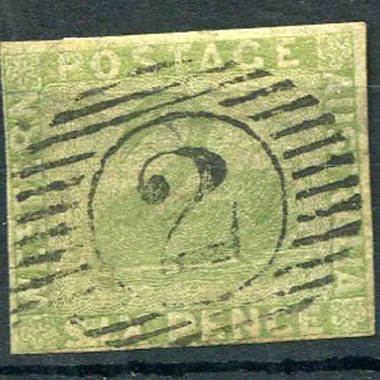 1861 6d sage-green. F/U with close to touching ...