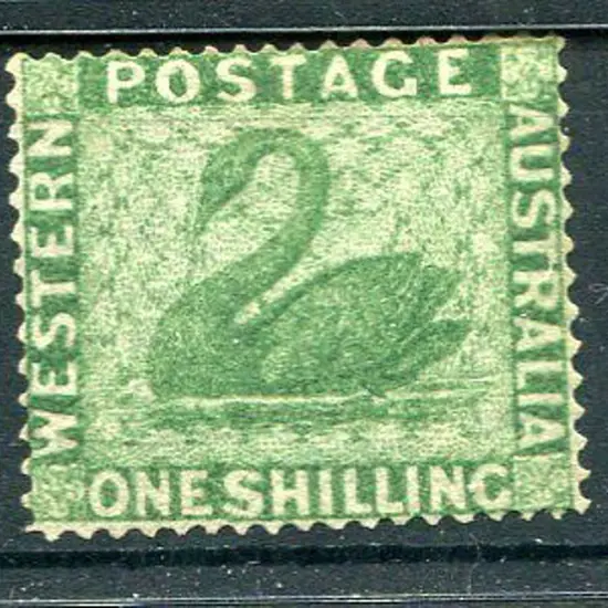 1861 1/- yellow-green with upright wmk. Unused, no ...