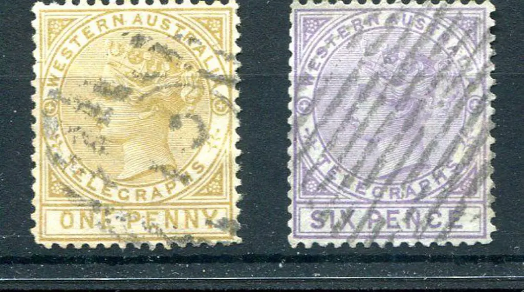 1879 1d bistre & 6d lilac, perf. 14 Telegraph pair ... Image 1++