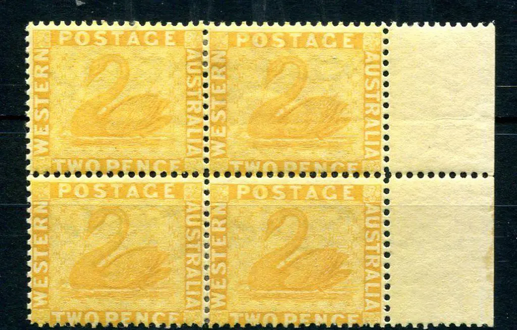 1882 2d chrome-yellow block of 4. Mint hinged with ... Image 1++