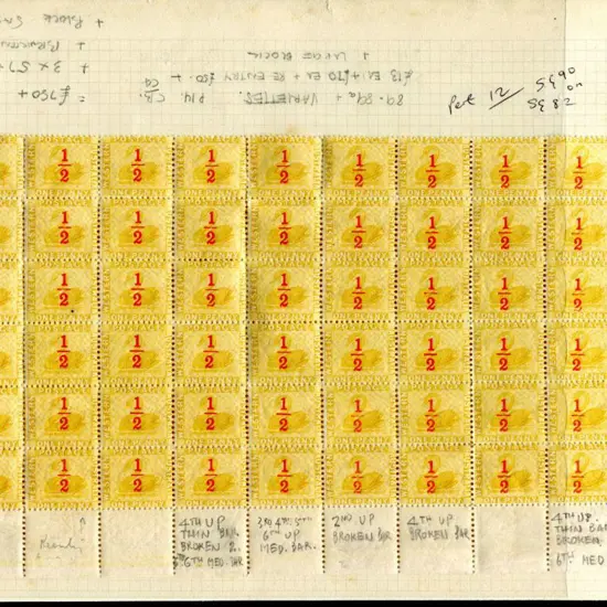 1884 "½"d surcharge in red on 1d yellow ochre, ...