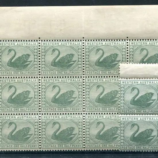 1885 ½d yellow-green. MUH block of 12 (4x3) hinged ...