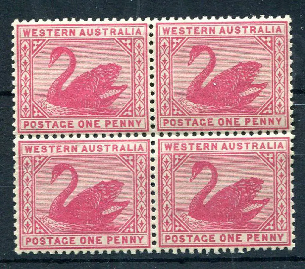 1890 1d carmine MUH block of 4, slightly aged gum. ... Image 1++