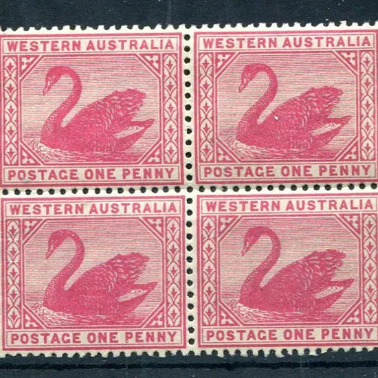 1890 1d carmine MUH block of 4, slightly aged gum. ...