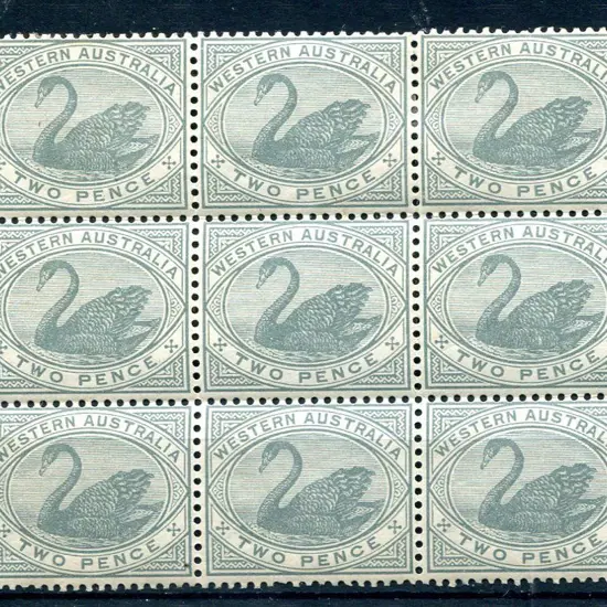 1885 2d grey MUH/MLH block of 9 (3x3) with 6 MUH. ...
