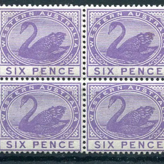 1893 6d bright violet block of 4. Fresh MUH. SG ...