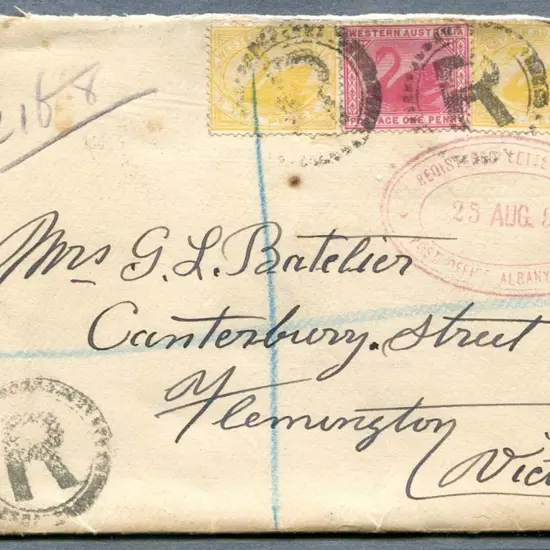 1892 (25th Aug) Albany to Flemington, Vic ...