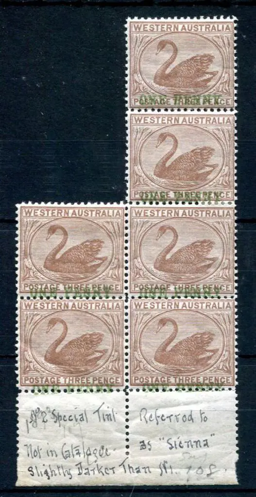 1893 "ONE PENNY" surcharge in green on 3d cinnamon ... Image 1++