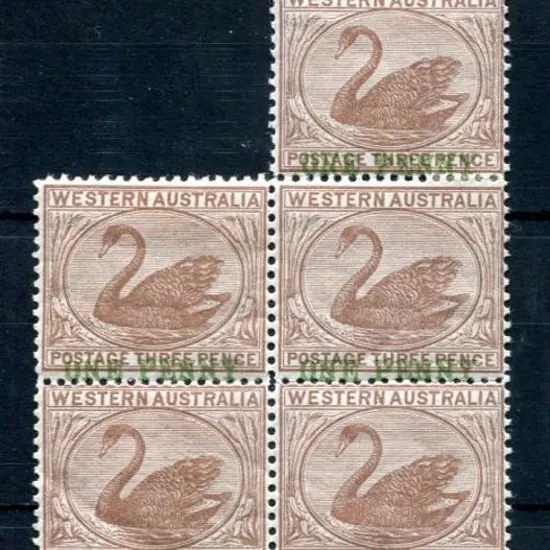 1893 "ONE PENNY" surcharge in green on 3d cinnamon ...