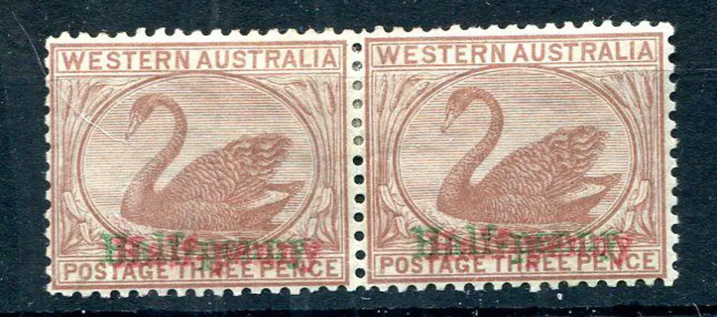 1895 "Half Penny" surcharge in red & green on 3d ... Image 1++