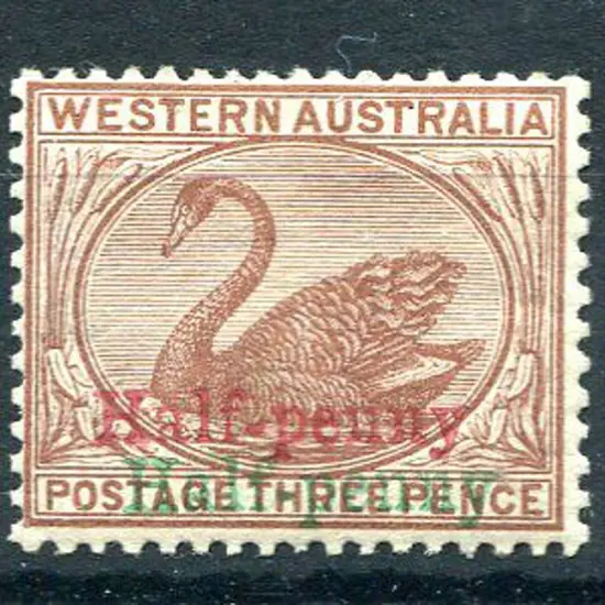 1895 "Half-penny" ovpt on 3d red brown in both red ...
