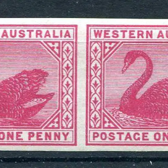 1898 1d carmine imperf horiz plate proof pair on ...
