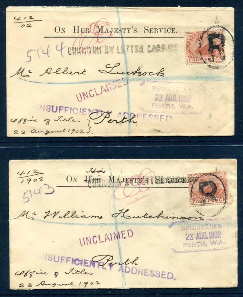 1902 (23rd Aug) OHMS Official covers x 2 both ... Image 1++