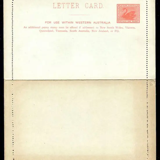 1902 1d red swan Letter Card LC1. Some ...