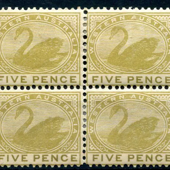 1902/11 5d bistre MH block of 4 with evenly toned ...