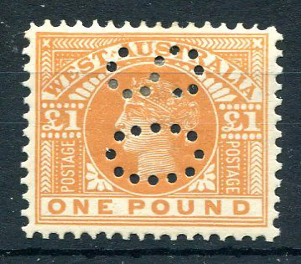1909 £1 orange perfined "OS". Fresh MLH & the ... Image 1++